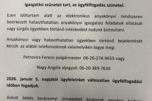 Hirdetmény igazgatási szünet